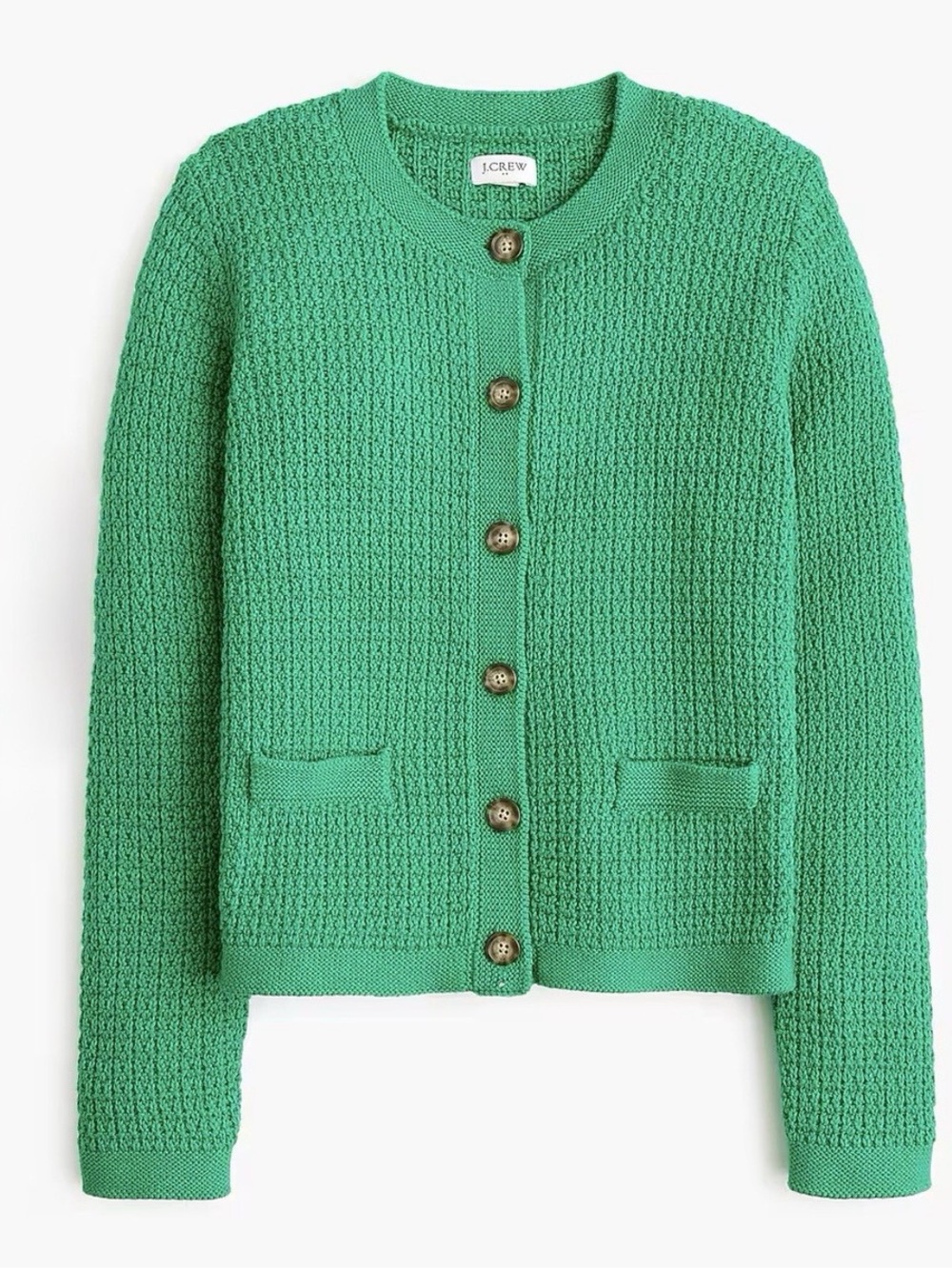 J. Crew Stitched Cardigan Sweater Size Medium NWOT Cotton Green CR980